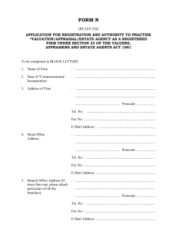 FORM D - Board of Valuers, Appraisers and Estate Agents Malaysia