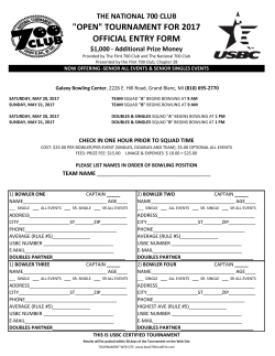 "OPEN" TOURNAMENT FOR 2017 OFFICIAL ENTRY FORM