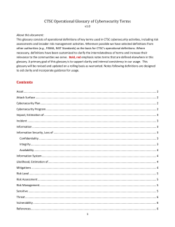 CTSC Operational Glossary