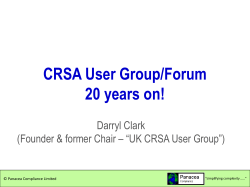 Darryl Clark CRSA Forum October 20 Years on