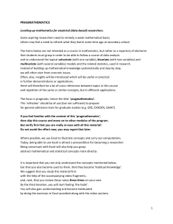 PRAGMATHEMATICS Leveling-up mathematics for empirical (data