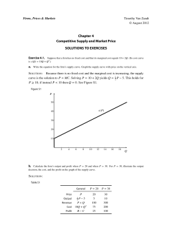 Chapter 4 Competitive Supply and Market Price SOLUTIONS TO