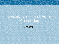 Evaluating a Firm`s Internal Capabilities