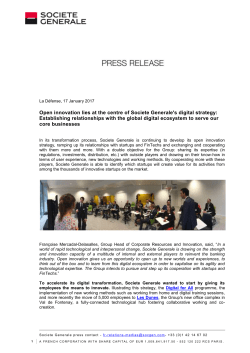 Open innovation lies at the centre of Societe Generale`s digital strategy