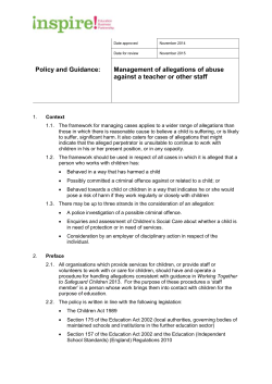 Management of allegations of abuse against a teacher or
