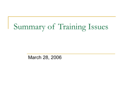Briefing on Draft National Training Strategy