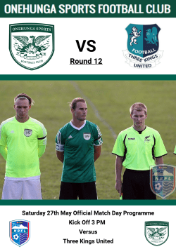 Round 12 - Onehunga Sports