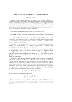 THE S-PROCEDURE VIA DUAL CONE CALCULUS 1. Introduction