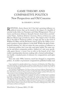GAME THEORY AND COMPARATIVE POLITICS New Perspectives