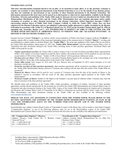 INFORMATION LETTER This letter and information