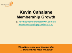 Kevin Cahalane Membership Growth Membership Growth