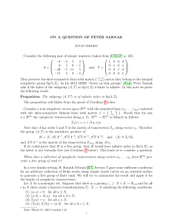 ON A QUESTION OF PETER SARNAK Consider the following pair of