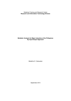 Multiplier Analysis for Major Industries of the Philippines by Input