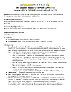 EHS Baseball Booster Club Meeting Minutes