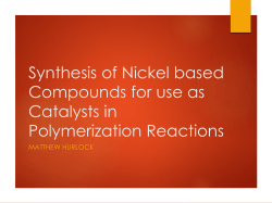 Synthesis of Nickel based Compounds for use as Catalyst for