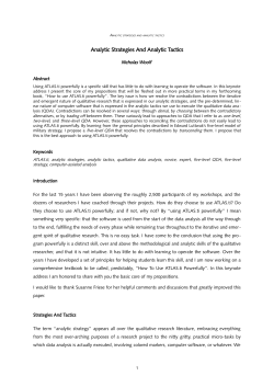 Analytic strategies and analytic tactics - DepositOnce