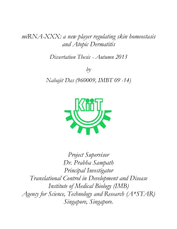 miRNA-XXX: a new player regulating skin homeostasis and Atopic