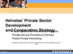 Helvetas` Private Sector Development and Cooperation Strategy