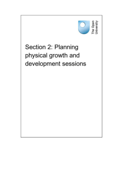 Section 2: Planning physical growth and development sessions