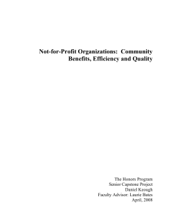 Not-for-Profit Organizations: Community Benefits, Efficiency and