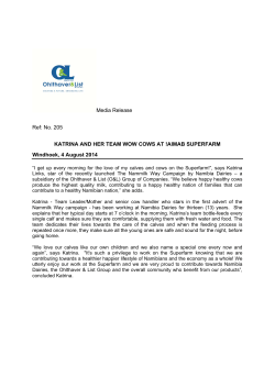 Media Release Ref: No. 205 KATRINA AND HER TEAM WOW