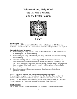 Certain Issues Pertaining to Lent, the Easter Triduum
