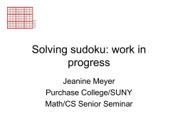 Solving sudoku: work in progress - Purchase College Faculty Web