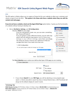 IDX Search Links/Agent Web Pages