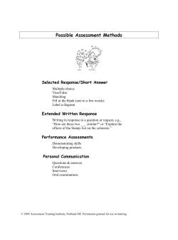 Possible Assessment Methods