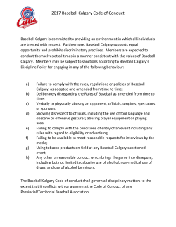 2017 Baseball Calgary Code of Conduct Baseball Calgary is
