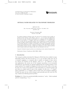 Optimal paths related to transport problems
