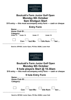 Monday 6th October 9am Shotgun Start Monday 6th October 9 hole