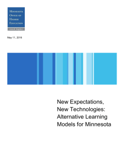 New Expectations, New Technologies: Alternative Learning Models