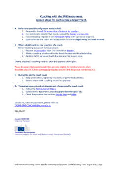Coaching with the SME Instrument. Admin steps for contracting and