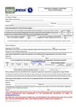 Club: FC Full Name of Player Date of Birth: dd/mm/yyyy Address