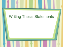 PowerPoint Presentation - Writing Thesis Statements