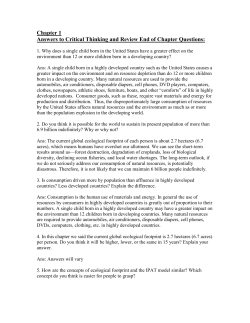 Chapter 1 Answers to Critical Thinking and Review End of Chapter