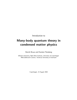 Many-body quantum theory in condensed matter