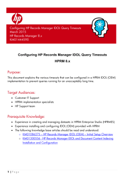 Configuring HP Records Manager IDOL Query Timeouts HPRM 8.x