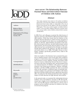 : The Relationship Between Parental Stress and Intervention