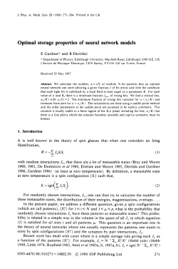 Optimal storage properties of neural network models
