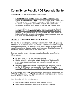 CommServe Rebuild / OS Upgrade Guide