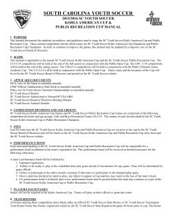 SOUTH CAROLINA YOUTH SOCCER ASSOCIATION