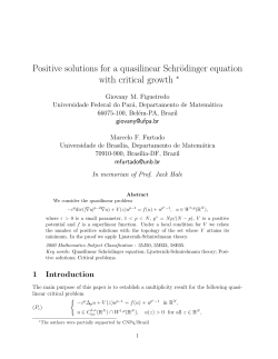 Positive solutions for a quasilinear Schr&ouml;dinger equation - MAT-UnB