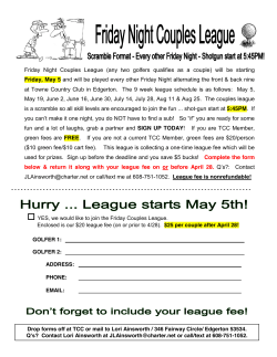 TCC Couples League Sign Up - Edgerton Towne Country Club
