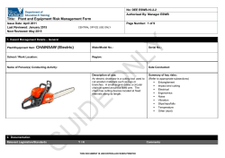 Plant and Equipment Risk Management Form