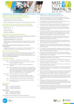proposition and eligibility conditions of the ness city triathlon košice