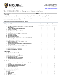 TEACHER RECOMMENDATION &ndash; Pre