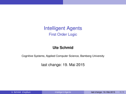 Intelligent Agents - First Order Logic