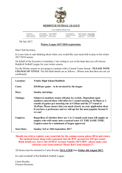 player registration form - Redditch Netball League